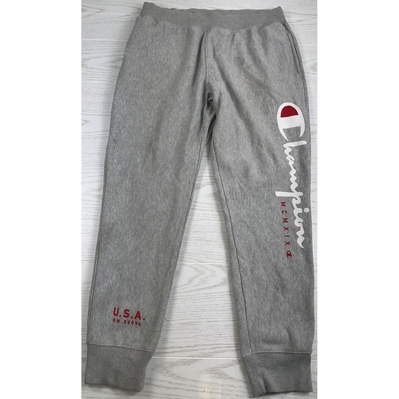 Vintage Champion Sweatpants Mens XL Reverse Weave Gray USA Logo RWSS Logo Y2k - Picture 1 of 13